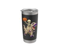 Halloween Skeleton Riding A Mummy T Rex Dinosaur Funny Stainless Steel Insulated Tumbler