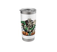 Halloween Skeleton Riding Mummy Dinosaur Stainless Steel Insulated Tumbler