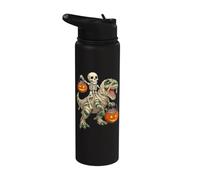 Halloween Skeleton Riding Zombie T-Rex Funny Halloween Stainless Steel Insulated Water Bottle