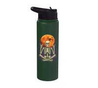 Halloween Skeleton Rock Hands Full Moon Purple Smoke Art Stainless Steel Insulated Water Bottle