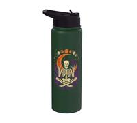 Halloween Skeleton Rock Hands Full Moon Purple Smoke Art Stainless Steel Insulated Water Bottle