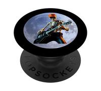 Halloween Skeleton Rocking Out Under The Full Moon PopSockets Adhesive PopGrip