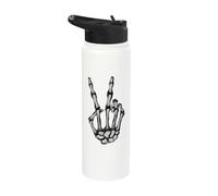 Halloween Skeleton Scary Peace Sign Bones Hand V Sign Stainless Steel Insulated Water Bottle