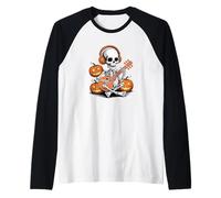 Halloween Skeleton Sitar Sitarist Raglan Baseball Tee
