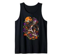 Halloween Skeleton Skateboarder Spooky Autumn Graphic Tank Top