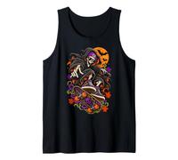 Halloween Skeleton Skateboarder Spooky Autumn Graphic Tank Top