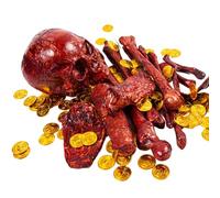 Halloween Skeleton, Skull Kit Set, Realistic Bone Texture, Sturdy Weatherproof Build, Creepy Props for Indoor Outdoor Ground Lawn Porch Front Yard Haunted House Party Use 17.72x8.66x7.87in