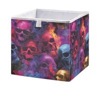 Halloween Skeleton Skull-Z Cube Storage Boxes 28x28x28 cm Square Bins Collapsible Cube Box Organiser for Organising Clothes