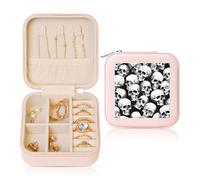 Halloween Skeleton Small Jewellery Box Skull Ghosts PU Leather Travel Jewellery Organizer for Women Girls Storage Case for Rings Earrings Necklaces Bracelets