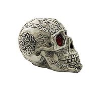 Halloween Skeleton Statue Light Halloween Prop Resin Night Lamp Glowing Eyes Party Ornament Desk Toy Holiday Decoration Funny Novelty (C, One Size)
