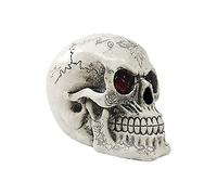Halloween Skeleton Statue Light Halloween Prop Resin Night Lamp Glowing Eyes Party Ornament Desk Toy Holiday Decoration Funny Novelty (B, One Size)