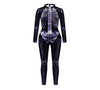 Halloween Skeleton Suit Women's Scary Jumpsuit Body Costume with Long Sleeves for Costume Party Role Play Cosplay Carnival Theme Parties and Scary Events