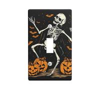 Halloween Skeleton Switch Cover Plates, Black and Orange, Halloween Decor Spooky Fun for Home Decoration Thermoplastic Wall Plaques, Size