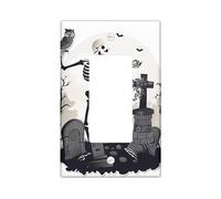 Halloween Skeleton Switch Cover Plates Black and White Cemetery Decoration for Wall Accents, Thermoplastic Wall Plaques, Standard Size