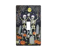Halloween Skeleton Switch Plates - Black and Orange Festive Decor for Wall Accents, Graveyard Theme, Standard Size