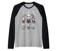 Halloween Skeleton T-Shirt - Cute Spooky Costume Group Raglan Baseball Tee