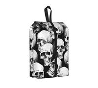 Halloween Skeleton Travel Shoe Bag Skull Ghosts Water Resistant Shoe Organiser with Zipper Handle, Lightweight Pouch for Suitcase & Gym, Folds Flat for Packing