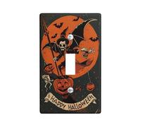 Halloween Skeleton Witch Light Switch Cover Plates/Outlet Covers, Black and Orange Gothic for Haunted House Walls, Thermoplastic Wall Plates, Standard Size Single Toggle