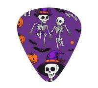 Halloween-Skeleton-Wizard 12 Pack Guitar Picks With 3 Thicknesses And Storage Box, Abs Plectrums For Electric Bass Guitar Players