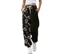 Halloween Skeleton, Womens High Waisted Sweatpants Halloween Pumpkin Ghost Skull Baggy Jogger Y2k Trousers Winter Fall Athletic Pants Joggers for Workout Gym Hip Hop Spooky Costume Bottoms Dark Gray