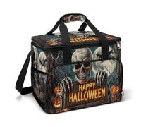 Halloween Skeleton Wooden Sign Gothic Camping Cooler Bags Insulated Beach Cooler Portable Leak Proof Camping Cooler with Shoulder Strap