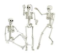 Halloween Skeletons Posable Halloween Hanging Skeletons Full Body Stretchy Realistic Human Plastic Bones with Movable Joints for Halloween Party Photo Prop Indoor Outdoor Decoration (3 Pack)