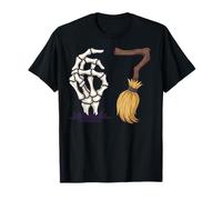 Halloween Skeletons & Witches Broomstick six Seven 67 Design T-Shirt