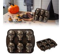 Halloween Skull Baking Pan, 2024 New 3D Halloween Skull Mold, Skull Cakelet Pan Skull Molds for Baking, Skull Cake Pan, Halloween Baking Molds for Cakelet Chocolate Jelly Candy Cookware (1 Pack)