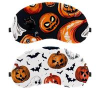Halloween Skull Bat Cat Pumpkin 2-Pack Light-Blocking, Soft, Breathable Sleeping Masks Blindfold Sleep Masks