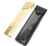 Halloween Skull Beard Grooming Brush Hair Comb for Men and Barbers | Zinc Alloy and PU Build, Double-sided Design, Leather Pouch, Travel Grooming for Beards and Hair