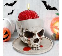 Halloween Skull Bleeding Candle Gothic Black Candle Decor - Spooky Indoor Table, Bar & Room Centerpiece