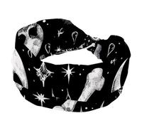 Halloween Skull Bones and Human Eyeballs Sports Headbands for Women, Elastic Sports Hair Bands Nurse Wide Turban for Workouts Yoga Gym Tennis