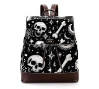 Halloween Skull Bones and Human Eyeballs Women Backpack, Small Travel Flap Rucksack Handbag Causal Daypack for Ladies Girls
