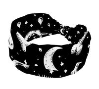 Halloween Skull Bones Human Eyeballs Wide Headbands for Women, Yoga Workout Head Bands Wide Elastic Hair Bands for Washing Face Makeup