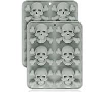 Halloween Skull Cake Mould, 2 Pack 3D Silicone Baking Tray for Chocolate Cupcake, Non-Stick Skeleton Shape Mould for Gothic Party Dessert, Ideal for Pirate Birthday Baking
