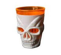 Halloween Skull Candle Holder LED Glowing Goblet Spooky Decorative Ornament for Haunted House Table Centrepiece Bar Party Prop 7x5x5cm Durable Plastic Flame-free White
