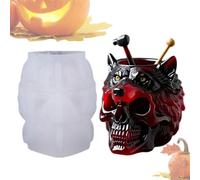 Halloween Skull Candle Mold Handmade 3D Resin Skull Wolf Container
