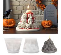 Halloween Skull Candle Mold Kit - 3D Silicone Candle Making Mold with 3 Wicks & Centering Device - Horror Skeleton DIY Candle Molds for Halloween Decor, Party & Gift (3D Skull-A)