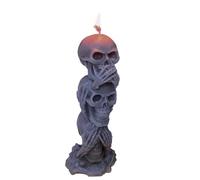 Halloween Skull Candles - Portable 3 Head Skull Candle | Easy To Use Gothic Skeleton Candlestick| Scary Desk Candle Holder Set For Decorative Accessories For Home Decor