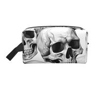 Halloween Skull Cosmetic Bag for Women, Day of The Dead Makeup Bag Portable Toilet Organizer Pouch Travel Accessories Gift