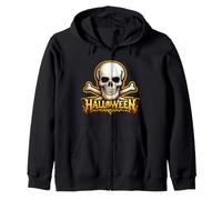 Halloween Skull Crossbones Gothic Spooky Horror Zip Hoodie
