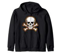 Halloween Skull Crossbones Kids Spooky Pirate Graphic Zip Hoodie