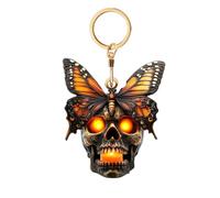 Halloween Skull Cute Tracker Holder Keychain Compatible with Air Tags Access Cards GPS Trackers, Butterfly Tracker Protective Case Anti Scratch Leather Finders Protector