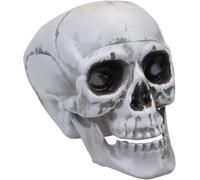 Halloween Skull Decoration with Moving Jaw - Scary Skull Ornament 14cm x 12cm - Durable Plastic Indoor Outdoor Haunted House Party Horror Prop - Skeleton Head Decorations for Halloween Parties