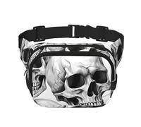 Halloween Skull Double Layer Waist Bag Pack Day of The Dead Bum Bag Fanny Pack for Men Women, Adjustable Belt Bag for Travel Hiking Running Cycling Festival