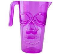 Halloween Skull Drinks Jug - 1.5 Litre Reusable Plastic Drink Pitcher with Handle - Random Colour (Purple, Orange or Black) - Halloween Party Tableware for Juice, Fizzy Drinks & Cold Beverages