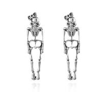 Halloween Skull Earrings for Women Gothic Bow Skull Dangle Earrings Creepy Skeleton Earring Punk Rock Style Earring Halloween Goth Party Costume Accessory, L, Metal, No Gemstone