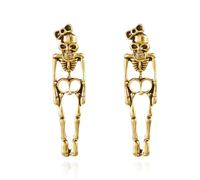 Halloween Skull Earrings for Women Gothic Bow Skull Dangle Earrings Creepy Skeleton Earring Punk Rock Style Earring Halloween Goth Party Costume Accessory, L, Metal, No Gemstone