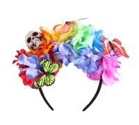Halloween Skull Floral Headband, Gothic Cosplay Headdress for Women | Fabric Cotton Build, Lightweight Wear, Easy to Use, for School Events