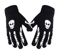 Halloween Skull Gloves Halloween Skeleton Gloves Fingerless Luminous Riding Gloves Ghost Gloves Halloween Costume Gloves Durable Warm Gloves Halloween Cosplay Gloves Glow In The Dark Knit Gloves